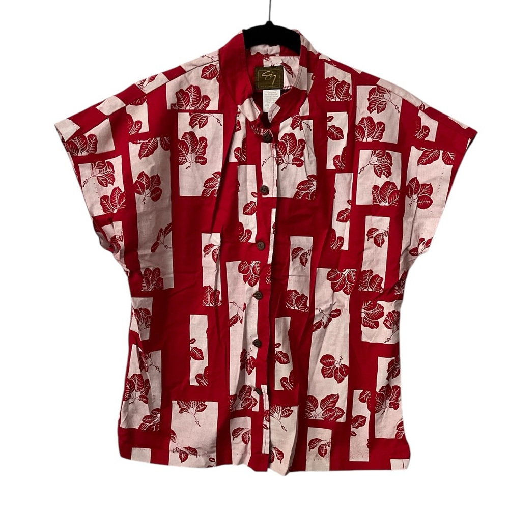 Sig Zane Red and White Floral Blouse